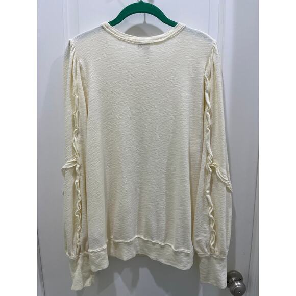 PILCRO Anthropologie Ruffle Sleeve Ivory Pullover Modal Boho Sweater Sz XL - Picture 7 of 7